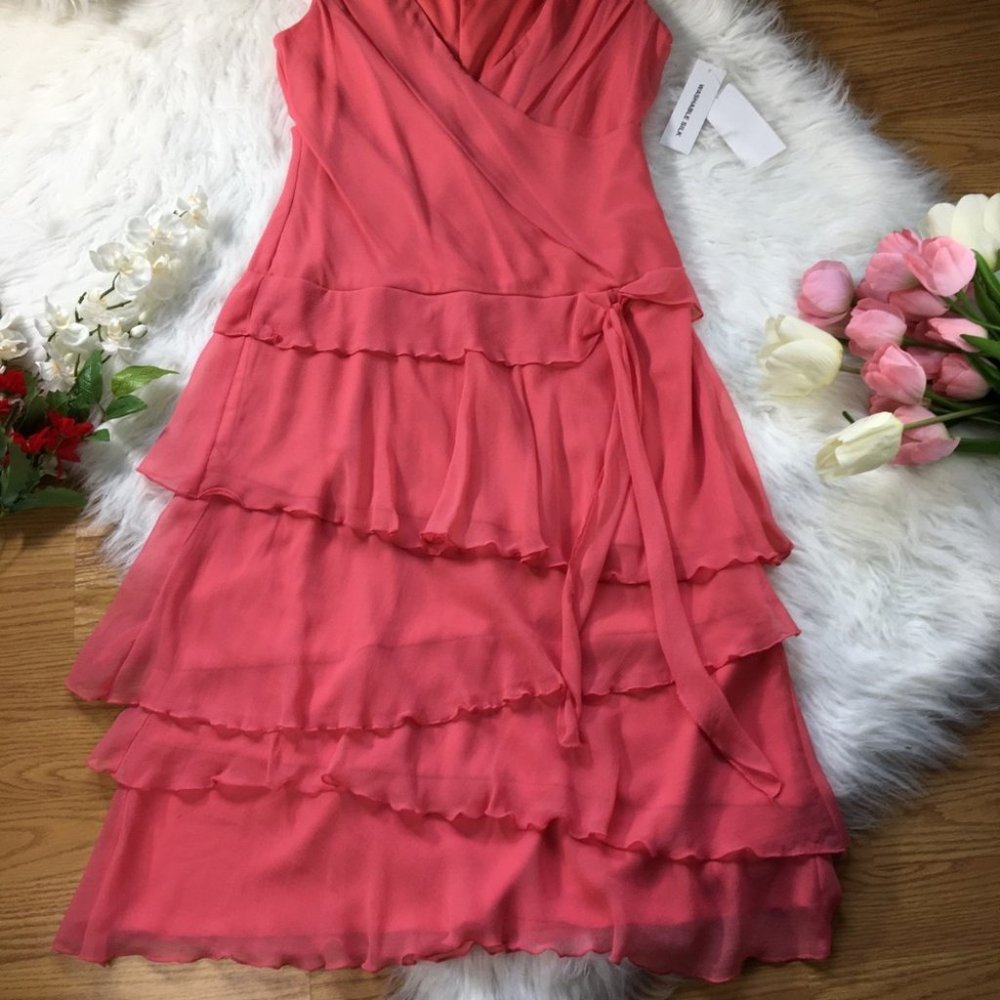 HI STUDIO Asymmetrical Ruffles Hem Dress (W1-180) ⁂ - Picture 3 of 10